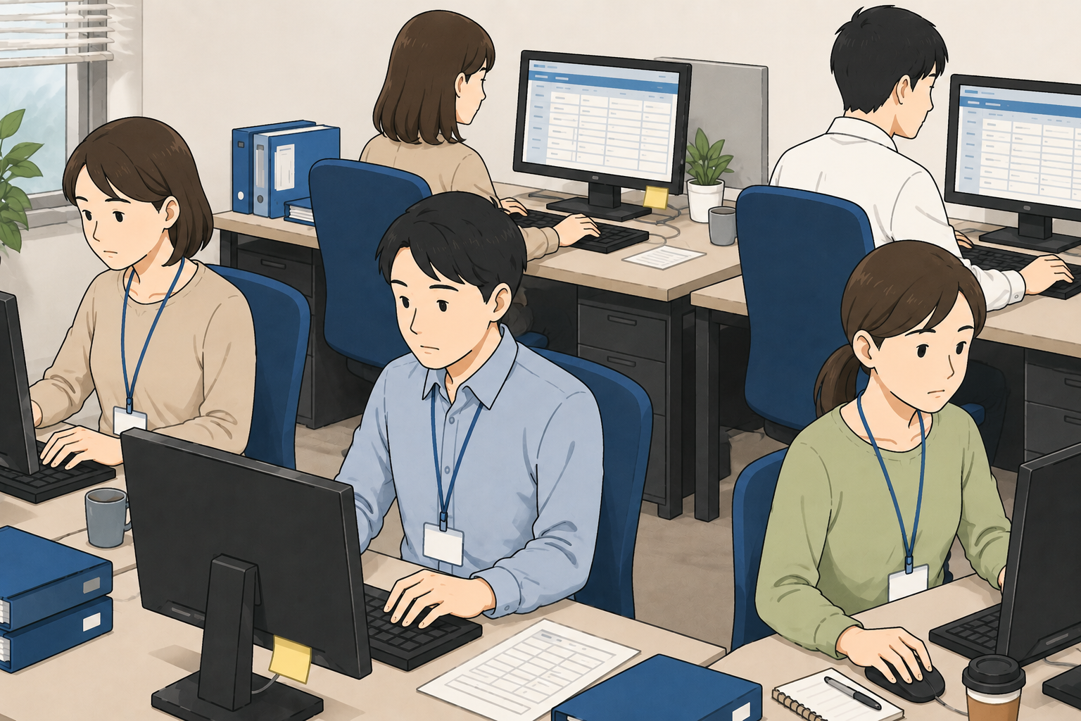 毎日同じPC作業を手作業でこなしている様子